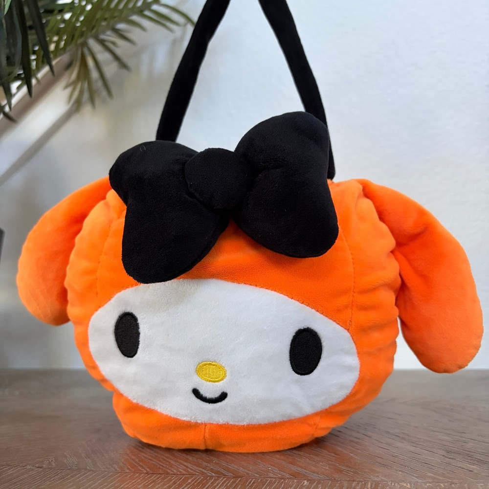 Sanrio My Melody Halloween Pumpkin Plush Treat Basket OS Orange Black Kawaii Bag